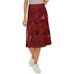 Doodles Maroon Midi Panel Skirt by nateshop