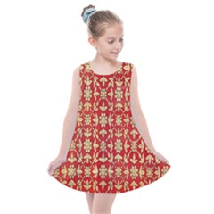 Gold-red Flower Kids  Summer Dress by nateshop