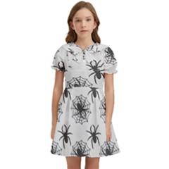 Spider Web - Halloween Decor Kids  Bow Tie Puff Sleeve Dress by ConteMonfrey