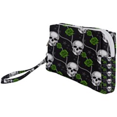 Green Roses And Skull - Romantic Halloween   Wristlet Pouch Bag (small) by ConteMonfrey