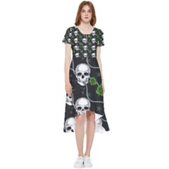 Green Roses And Skull - Romantic Halloween   High Low Boho Dress by ConteMonfrey