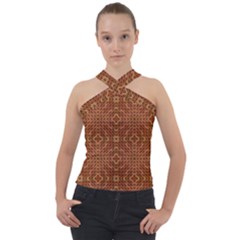 Mosaic (2) Cross Neck Velour Top by nateshop