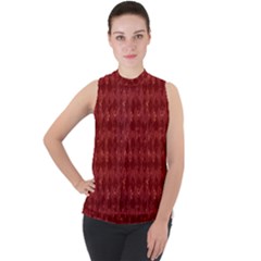 Square Mock Neck Chiffon Sleeveless Top by nateshop