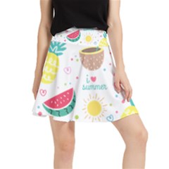 Pineapple And Watermelon Summer Fruit Waistband Skirt by Jancukart