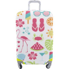 Flamingo Bird Nature Illustration Summer Beach Luggage Cover (large) by Jancukart