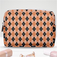 Halloween Inspired Black Orange Diagonal Plaids Make Up Pouch (medium) by ConteMonfrey