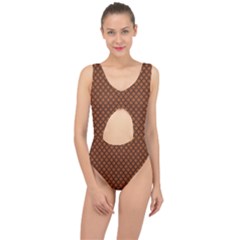 Halloween Palette Plaids Orange, Black Geometric  Center Cut Out Swimsuit by ConteMonfrey