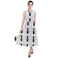 Ant Insect Pattern Cartoon Ants Round Neck Boho Dress by Ravend