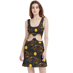 Halloween Background Pattern Velvet Cutout Dress by Ravend