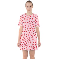 Hearts Valentine Heart Pattern Sixties Short Sleeve Mini Dress by Ravend