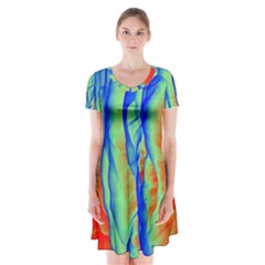 Pattern Design Decorative Art Short Sleeve V-neck Flare Dress by Ravend