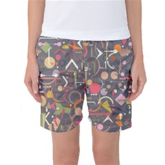 Illustration Shape Tribal Pattern Round Women s Basketball Shorts by Wegoenart