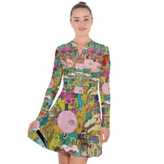 Cartoon Wallpapers Long Sleeve Panel Dress by Jancukart