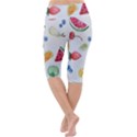 Fruit Summer Vitamin Watercolor Lightweight Velour Cropped Yoga Leggings View4