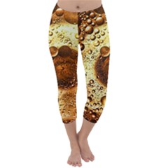 Olive Oil Bubbles Gold Oil Food Capri Winter Leggings  by Wegoenart