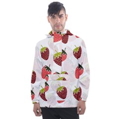 Strawberry Pattern Background Men s Front Pocket Pullover Windbreaker by Wegoenart