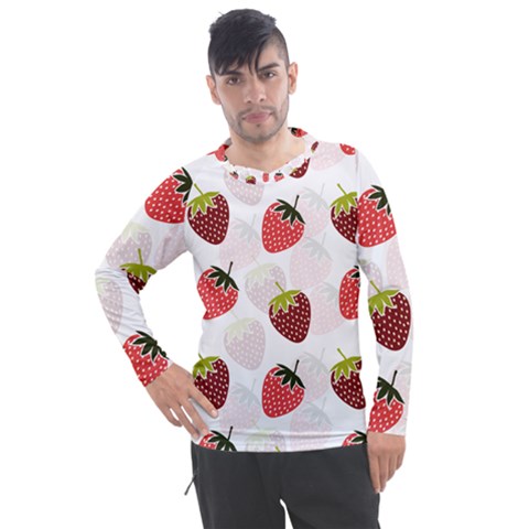 Strawberry Pattern Background Men s Pique Long Sleeve Tee by Wegoenart