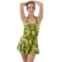 Pear Fruit Tree Organic Pattern Ruffle Top Dress Swimsuit by Wegoenart