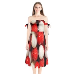 Beads Shoulder Tie Bardot Midi Dress by artworkshop