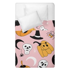 Pumpkin Cat Pattern Skull Duvet Cover Double Side (single Size) by Wegoenart