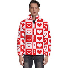 Background-card-checker-chequered Men s Puffer Bubble Jacket Coat by Pakrebo