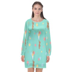 Bear 6 Long Sleeve Chiffon Shift Dress  by nateshop