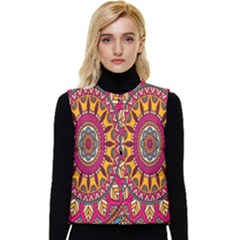 Buddhist Mandala Women s Short Button Up Puffer Vest by nateshop