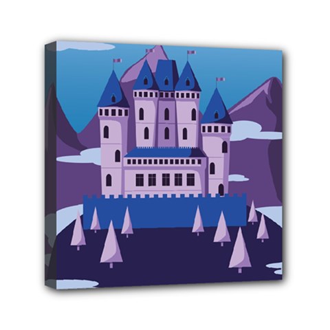 Illustration Castle Mountain Tower Sky Mini Canvas 6  X 6  (stretched) by danenraven