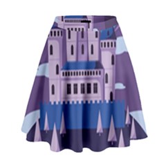 Illustration Castle Mountain Tower Sky High Waist Skirt by danenraven