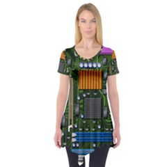 Illustration Motherboard Pc Computer Short Sleeve Tunic  by danenraven