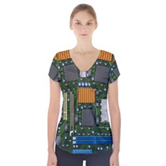 Illustration Motherboard Pc Computer Short Sleeve Front Detail Top by danenraven