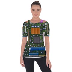 Illustration Motherboard Pc Computer Shoulder Cut Out Short Sleeve Top by danenraven