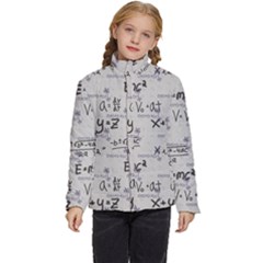 Pattern Wallpaper Math Formula Albert Einstein Kids  Puffer Bubble Jacket Coat by danenraven