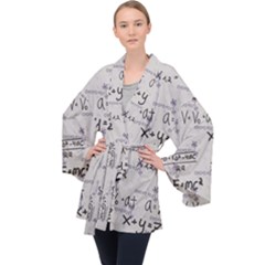 Pattern Wallpaper Math Formula Albert Einstein Long Sleeve Velvet Kimono  by danenraven