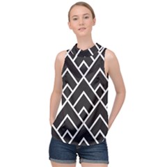 Geometry High Neck Satin Top by nateshop