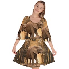 Sculpture Travel Outdoor Nature Elephant Velour Kimono Dress by Wegoenart