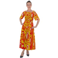 Red-yellow Shoulder Straps Boho Maxi Dress  by nateshop