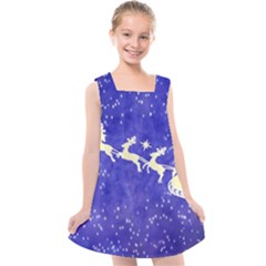 Santa-claus-with-reindeer Kids  Cross Back Dress by nateshop