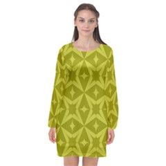 Seamless-pattern Long Sleeve Chiffon Shift Dress  by nateshop