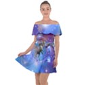 Unicorn Abstract Wave Line Off Shoulder Velour Dress View1