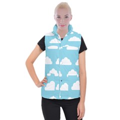 Clouds Blue Pattern Women s Button Up Vest by ConteMonfrey