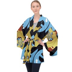 Abstract 3d Art New World Long Sleeve Velvet Kimono  by Wegoenart