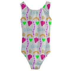 Geometric Shape Pattern Shapes Kids  Cut-out Back One Piece Swimsuit by Wegoenart