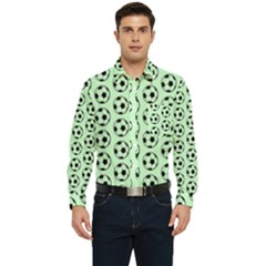 Pattern Ball Soccer Background Men s Long Sleeve Pocket Shirt  by Wegoenart