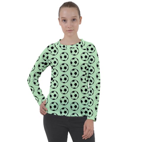 Pattern Ball Soccer Background Women s Long Sleeve Raglan Tee by Wegoenart