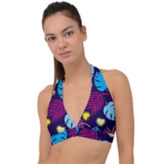 Leaves Patternwallpaper Foliage Halter Plunge Bikini Top by Ravend