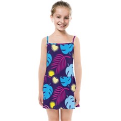 Leaves Patternwallpaper Foliage Kids  Summer Sun Dress by Ravend