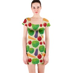 Food Illustration Pattern Texture Short Sleeve Bodycon Dress by Ravend