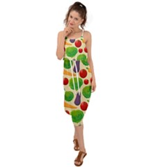 Food Illustration Pattern Texture Waist Tie Cover Up Chiffon Dress by Ravend