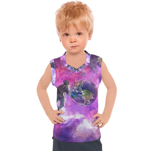 Astronaut Earth Space Planet Fantasy Kids  Sport Tank Top by Ravend